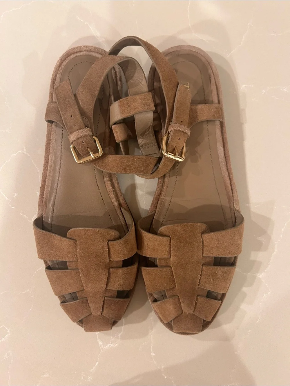 Zara Tan Suede Fisherman Sandals - Picture 5 of 6